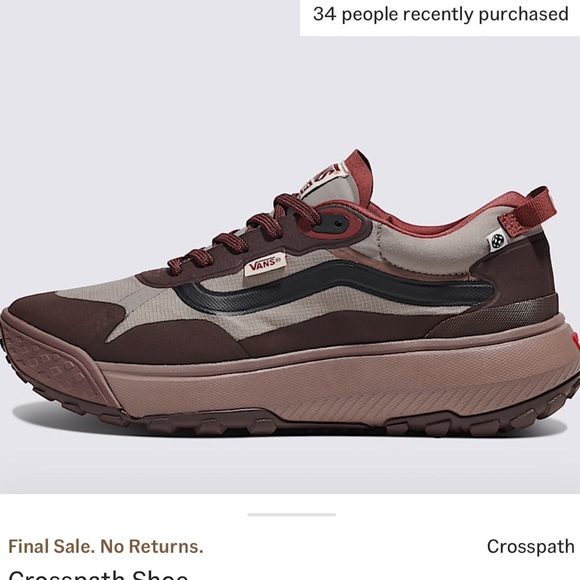 Vans crosspath sneakers burgundy W 10 M 8.5 - Picture 2 of 6